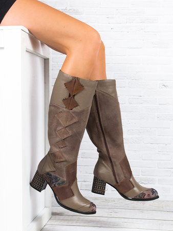 Maciejka Dark Beige Knee-High Boots 05640-10/00-3