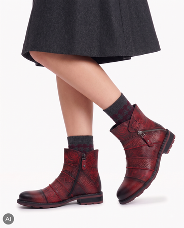 Maciejka Leather Warm-Lined Ankle Boots Red 07610-08/00-8