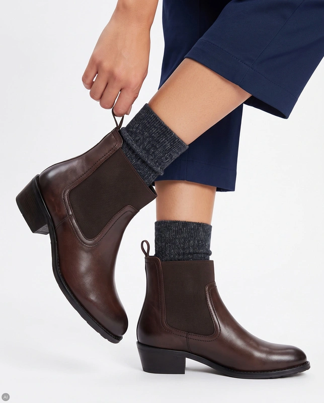 Maciejka Women’s Leather Chelsea Ankle Boots Brown H7168-02/00-7