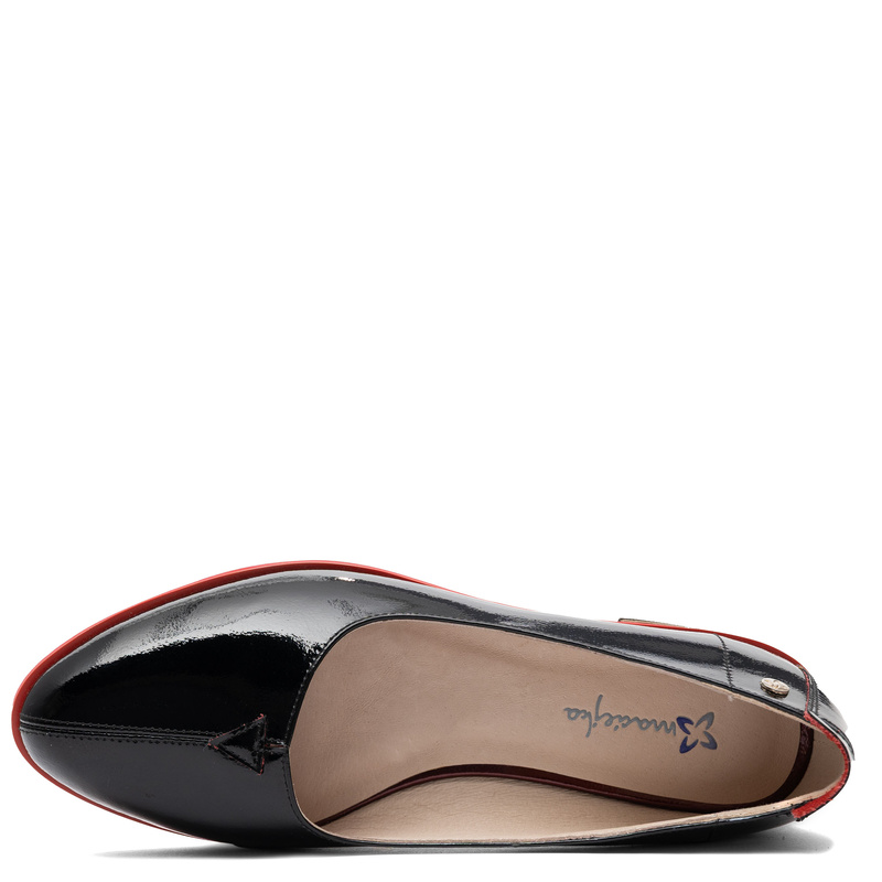 Maciejka Leather Patent Ballerinas Red Sole Black K7463-01/00-1