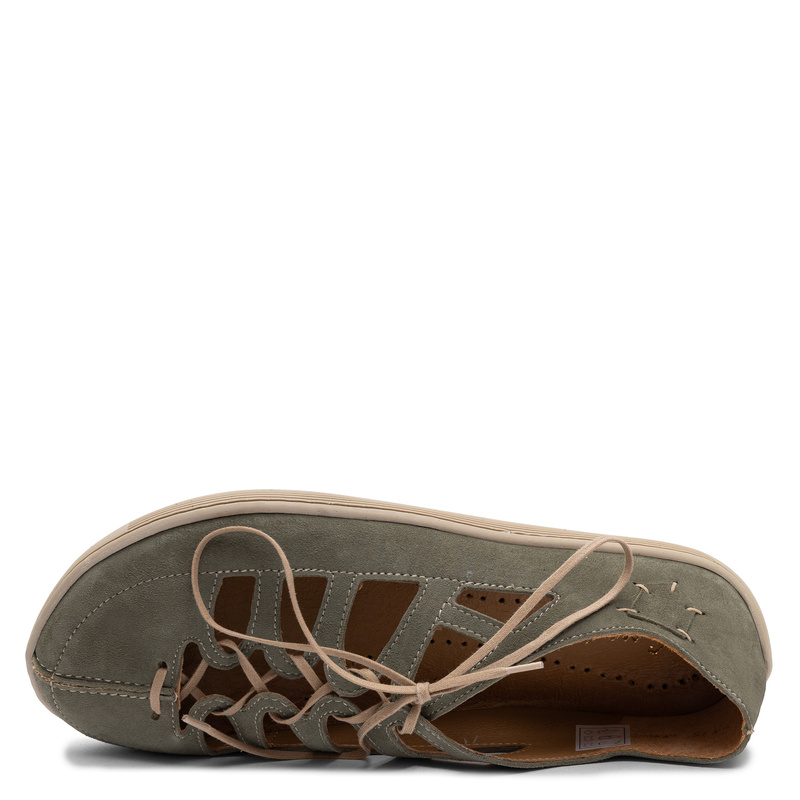 Maciejka Półbuty Skórzane Ażurowe BAREFOOT Zielone 06835-24/00-1