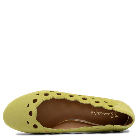 Maciejka leather ballerinas laser-cut almond toe green 01299-09/00-5