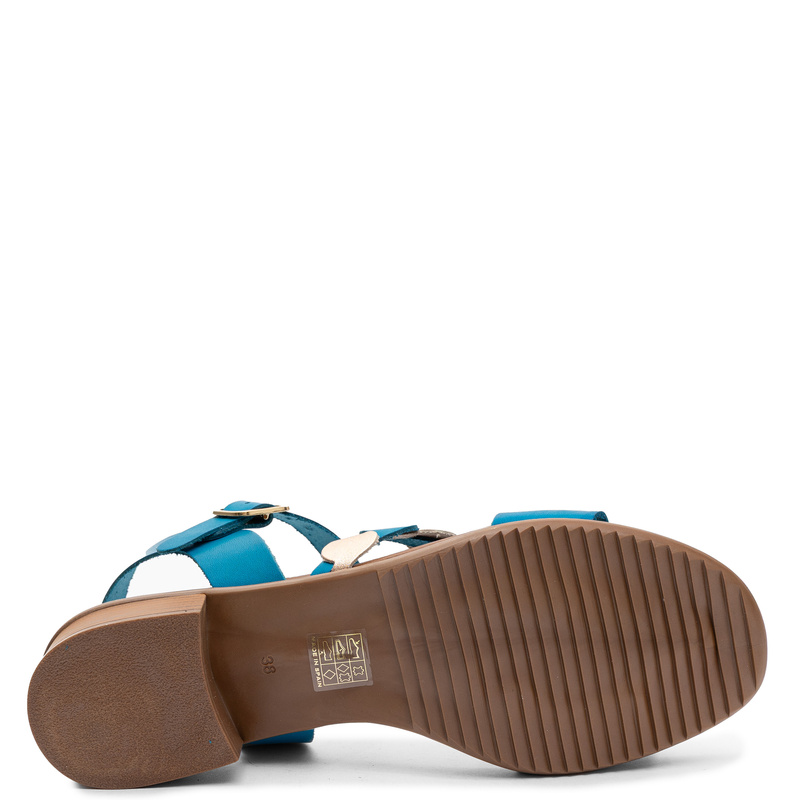 Maciejka Blue Leather Decorative Strap Sandals E7394-36/00-1