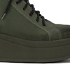 Maciejka Velour Leather Combat Boots on Platform Olive 06309-24/00-8