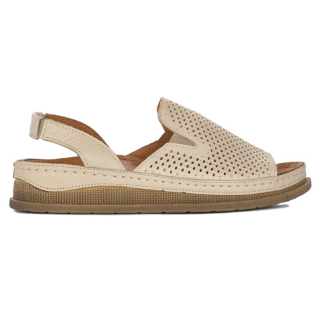 Maciejka Sandały Damskie Skórzane Beż