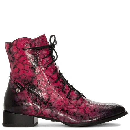 Maciejka Leather Lace-Up Ankle Boots Almond Toe Pink 06391-23/00-1
