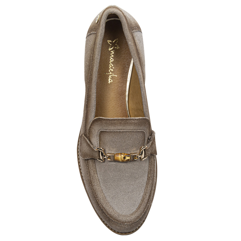 Maciejka Woman's Leather Dark Beige Flat Shoes
