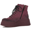 Maciejka Velour Leather Combat Boots on Platform Burgundy 06309-23/00-8