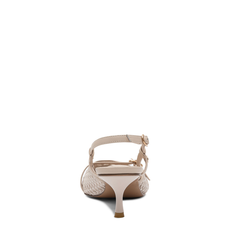 Maciejka Czółenka Slingback Plecione Skórzane Beżowe K7446-22/00-1