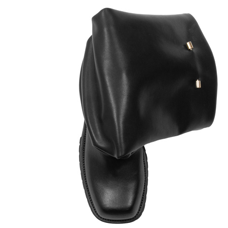 Maciejka Slouchy Leather Boots Flat Heel Black K7208-01/00-8