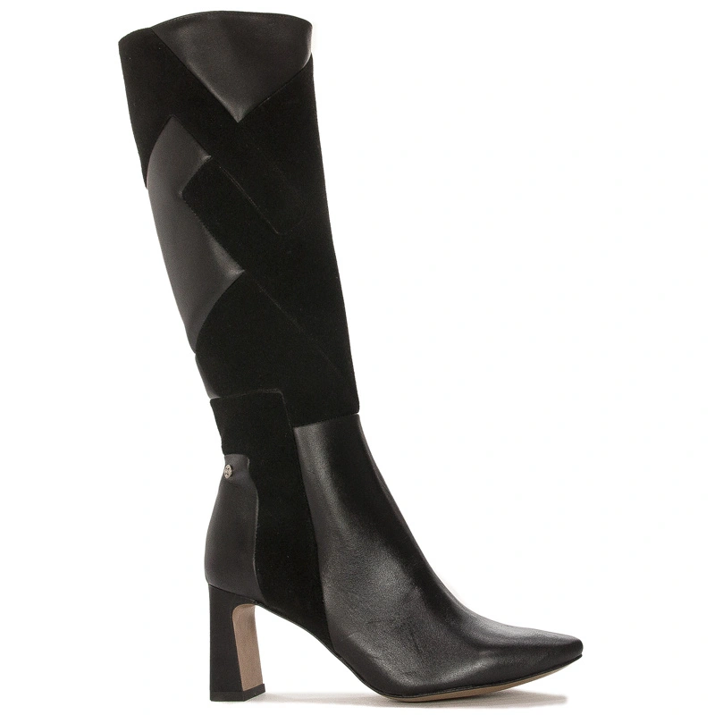 Maciejka Knee-High Boots Leather Patchwork Insulated Black 05784-01/00-8