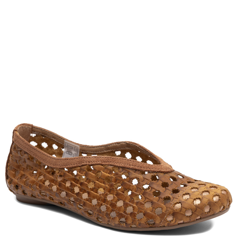 Maciejka Leather Perforated Slip-On Flats Brown 07307-29/00-0