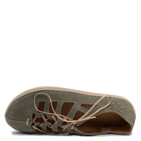 Maciejka Półbuty Skórzane Ażurowe BAREFOOT Zielone 06835-24/00-1