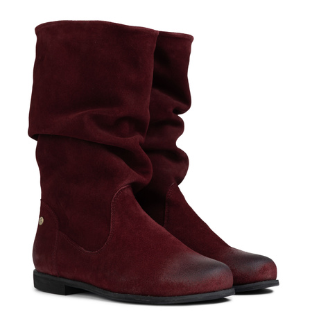 Maciejka Suede Knee-High Boots Burgundy 05057-30-00-6