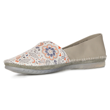 Maciejka Women's Leather Half Shoes Beige + Flowers