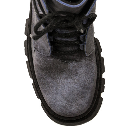 Maciejka Leather Insulated Lace-Up Platform Combat Boots Blue 05693-06/00-3