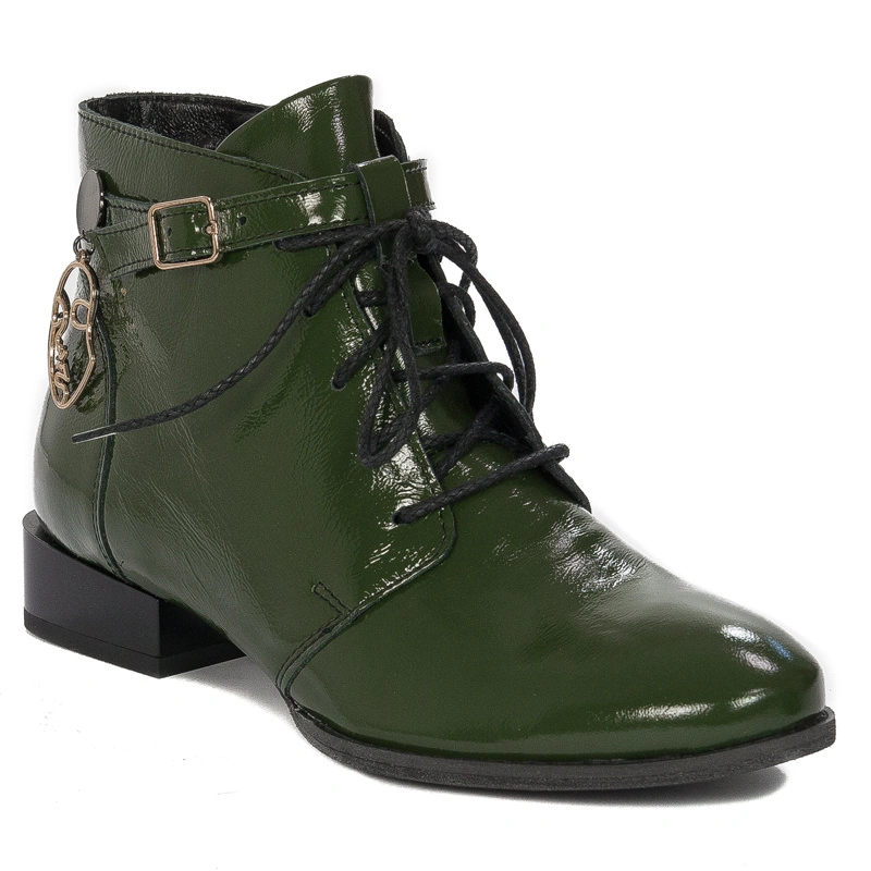 Maciejka Green Pattented Leather women's Boots 5743A-45/00-7