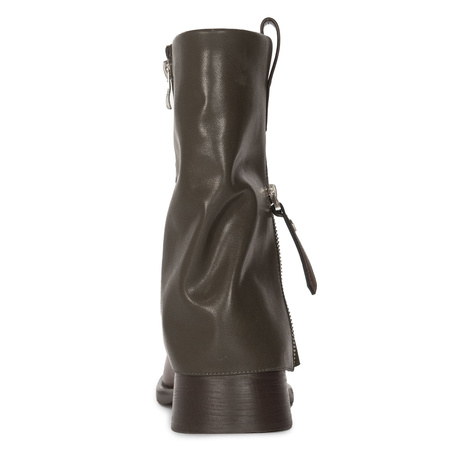 Maciejka Leather Ankle Boots Foldover Shaft Low Heel Green-Brown K7213-09/00-8