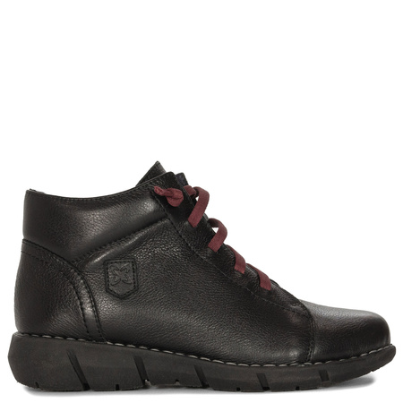 Maciejka Leather Ankle Boots Elastic Laces Side Zip Black P7240-01/00-1