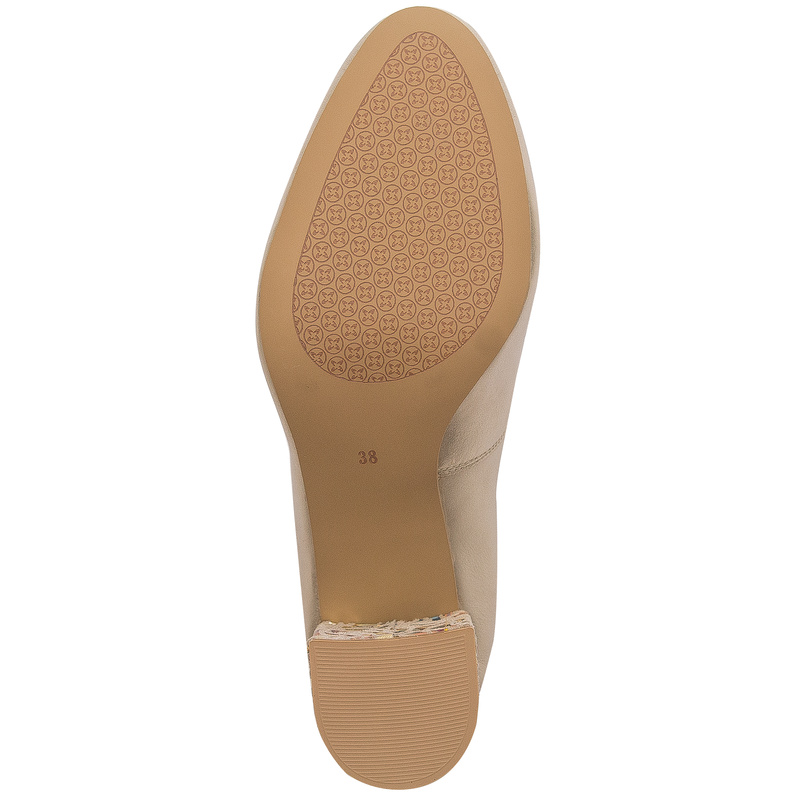 Maciejka Leather Pumps With Bow On Block Heel Gold 3356A-25/00-1