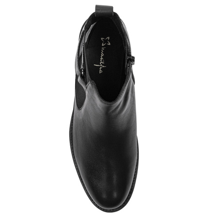 Maciejka Botki Skórzane Niski Obcas Czarne P2132-01/00-9