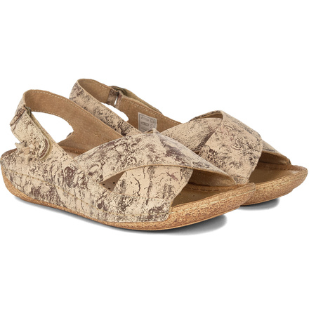 Maciejka Women's Leather Sandals Beige + Copper