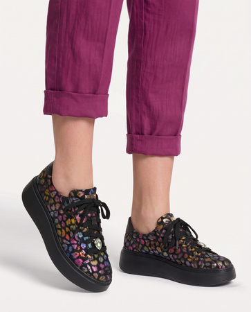 Maciejka Leather Sneakers on the Platform, Panther Print, Multicolor 6191W-06/00-8
