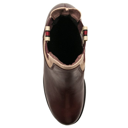 Maciejka Chelsea Ankle Boots Leather Contrast Trim Burgundy 03759-23/00-3