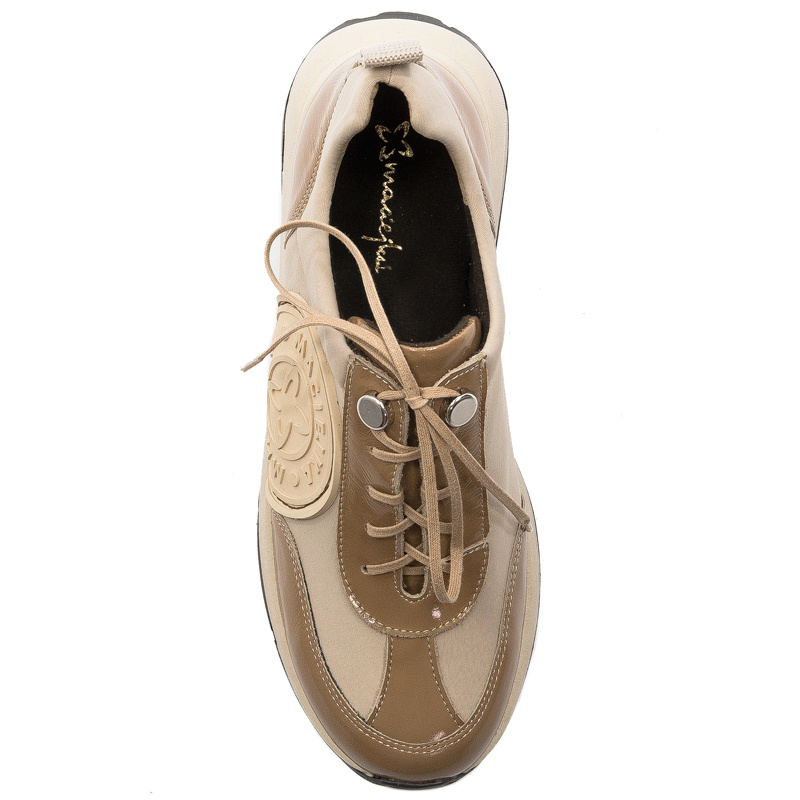 Maciejka Woman's Sneakers Beige Leather