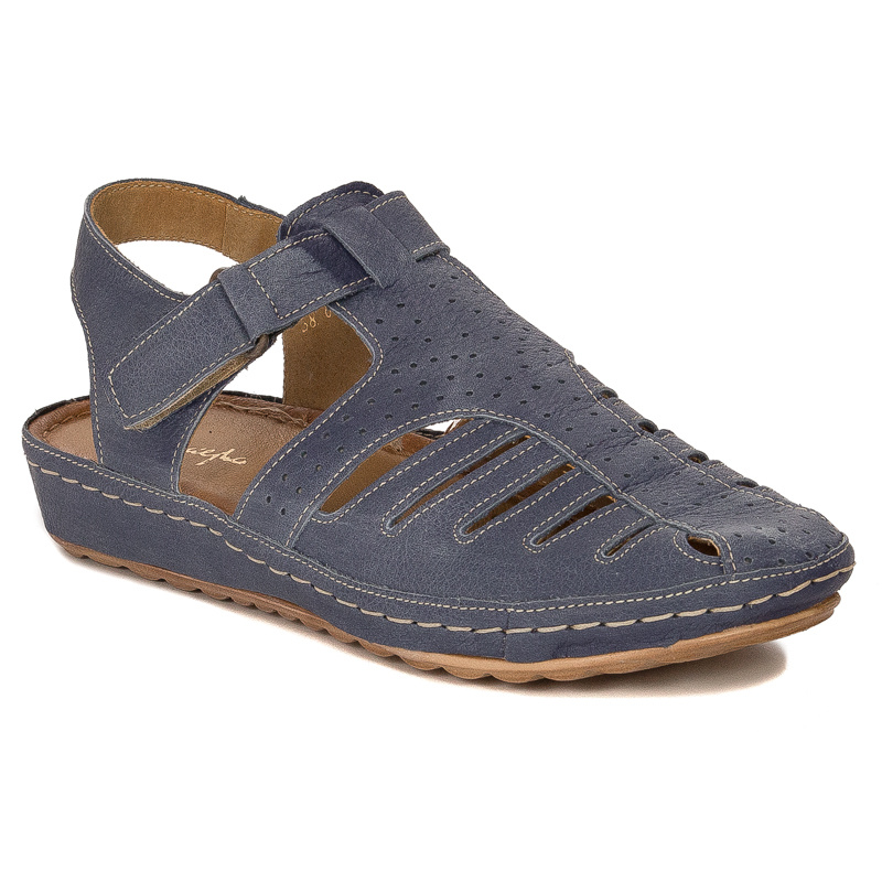 Maciejka Leather Navy Blue Women's Sandals