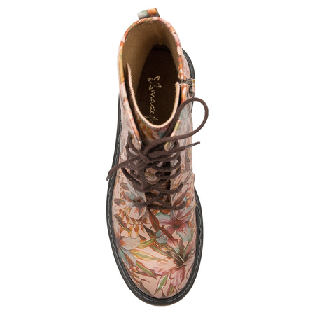 Maciejka Pink + Flowers Lace-up Boots 01609-15/00-6