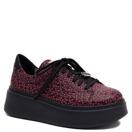 Maciejka Leather Platform Sneakers Low Shoes Burgundy 6191W-15/00-8