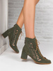 Maciejka Green Velor Lace-Up Boots