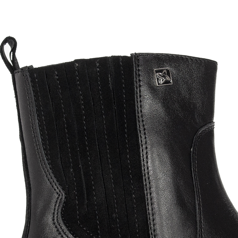Maciejka Leather Insulated Low Block Heel Ankle Boots Black 06221-01/00-8