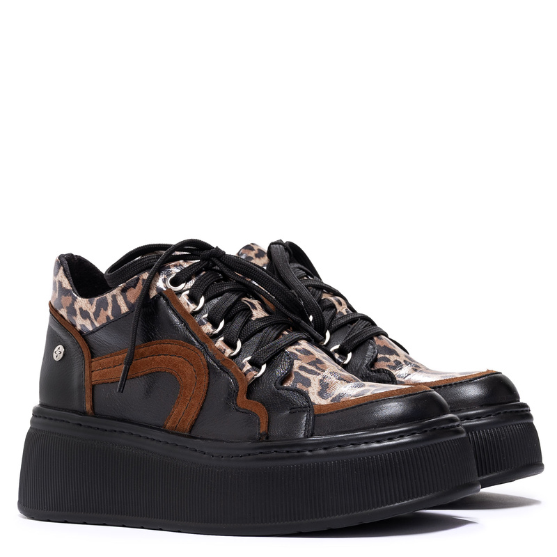 Maciejka Premium Leather Platform Sneakers With Insulation Black 07078-01/00-8