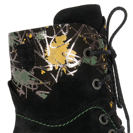 Maciejka Black and Green Lace-up Boots