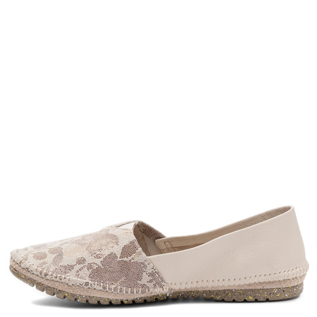 Maciejka Women's Leather Loafers Floral Pattern Beige 1930W-58/00-0