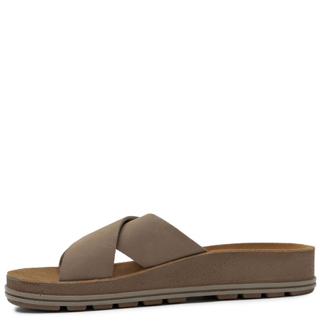 Maciejka Leather Slides Platform 3.5 cm Beige P7504-04/00-0