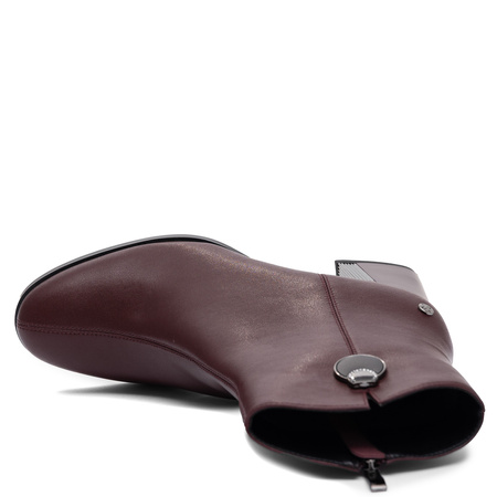 Maciejka Leather Ankle Boots Block Heel Burgundy K7203-23/00-8