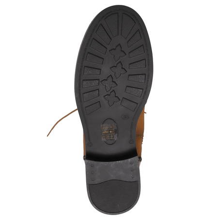 Maciejka Trzewiki Damskie Skórzane Ręczne Przeszycia Zamek i Sznurówki Koniakowy Brąz A7155-07/00-7