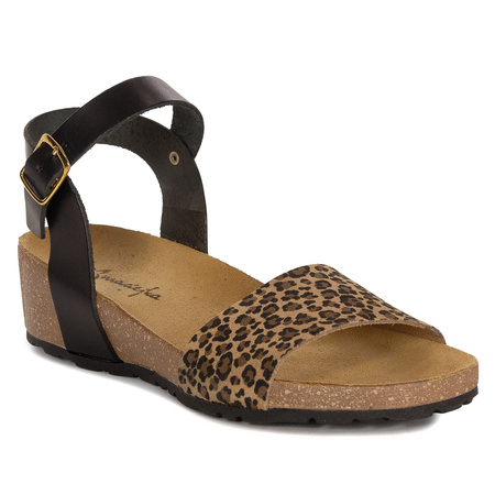 Maciejka Women's Leather Sandals Beige Black