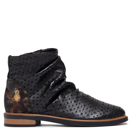 Maciejka Leather Ankle Boots Ruched Shaft Side-Zip Black 05922-01/00-5