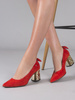 Maciejka Pumps Velour Gold-Faceted Block Heel Red 5334S-08/00-1