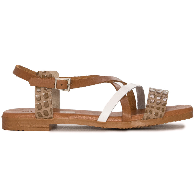 Maciejka brown leather women's flat sandals