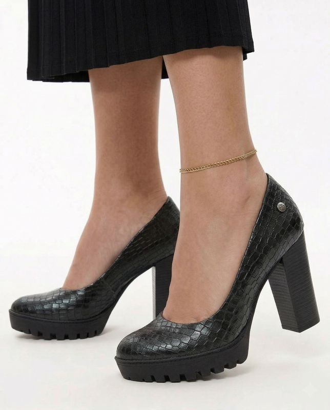 Maciejka Czółenka Skórzane Wężowy Wzór Zielone 2629W-02/00-1