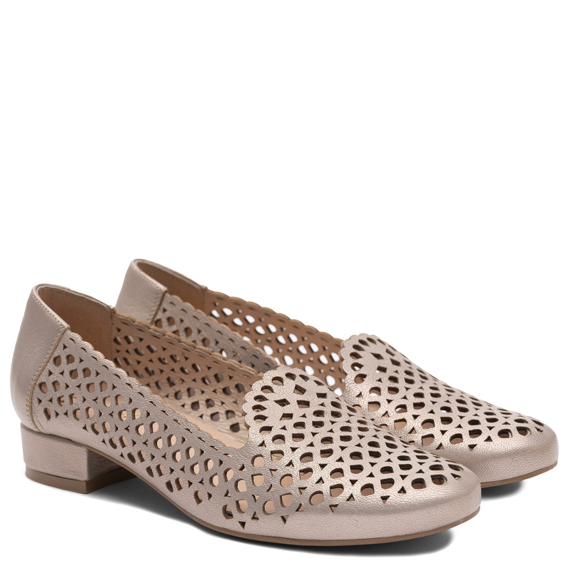 Maciejka Leather Openwork Peep Toe Shoes Gold 1082-2-GOLD