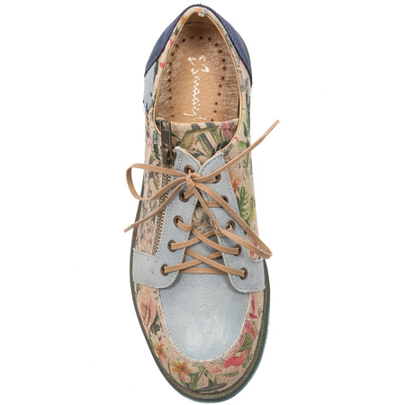 Maciejka Women's Light Blue+Flowers Shoes