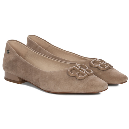 Maciejka Elegant Suede Ballerinas Pointed Toe Flat Suede Shoes Beige K6806-04/00-1