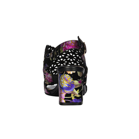 Maciejka Black Sandals with flowers N6518-01/00-1
