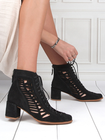 Maciejka Black velor Lace-Up Boots